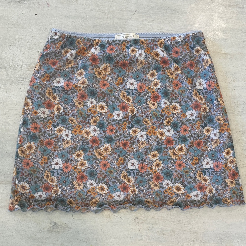 Y2K style Floral Mini Skirt - medium fall colors